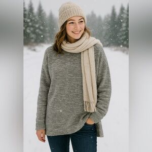 Eileen Fisher Oversized Black White Marled Women's Top Comfort Small